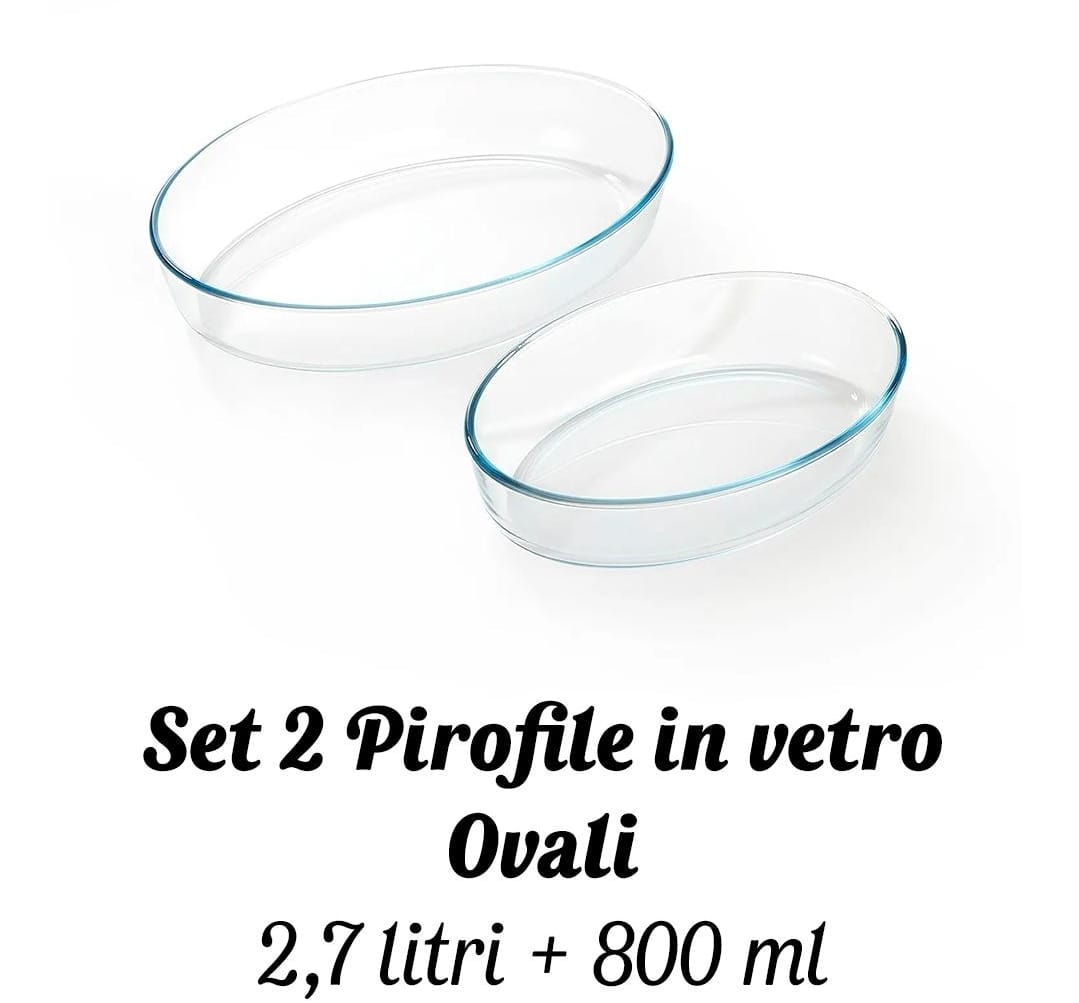 Set 2 pirofile in vetro ovali