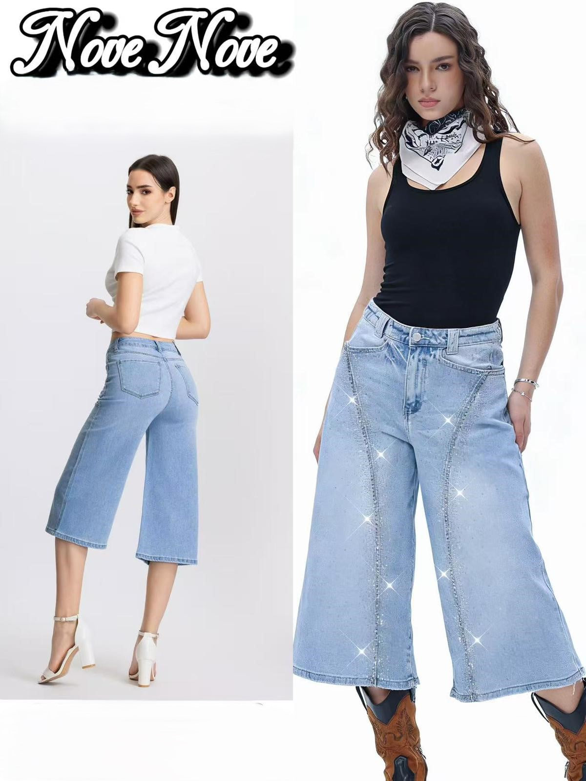 Bermuda in jeans glitterati