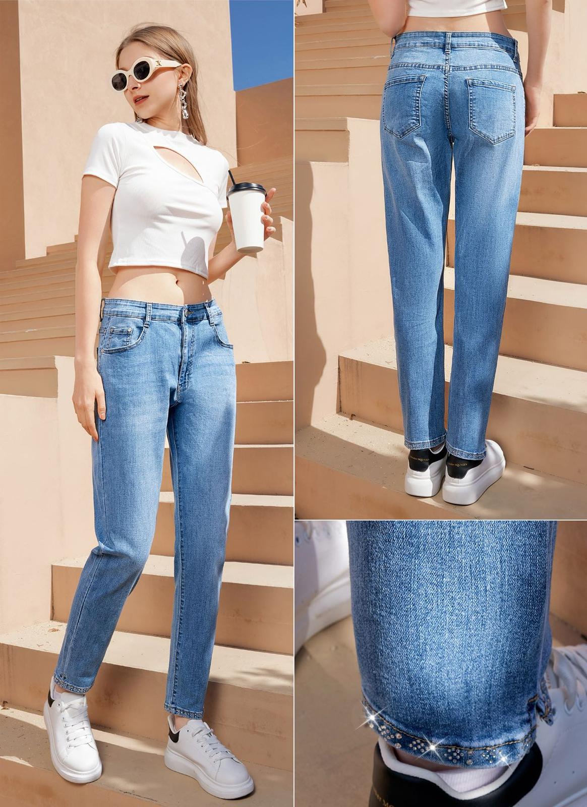 Jeans strass a caviglia