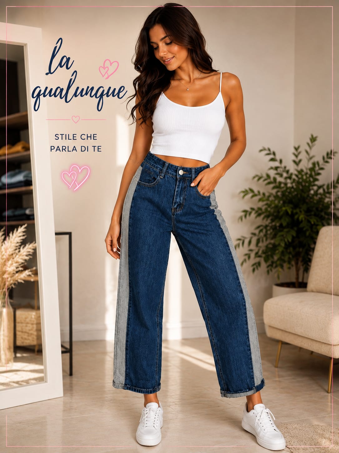 Jeans striscia laterale