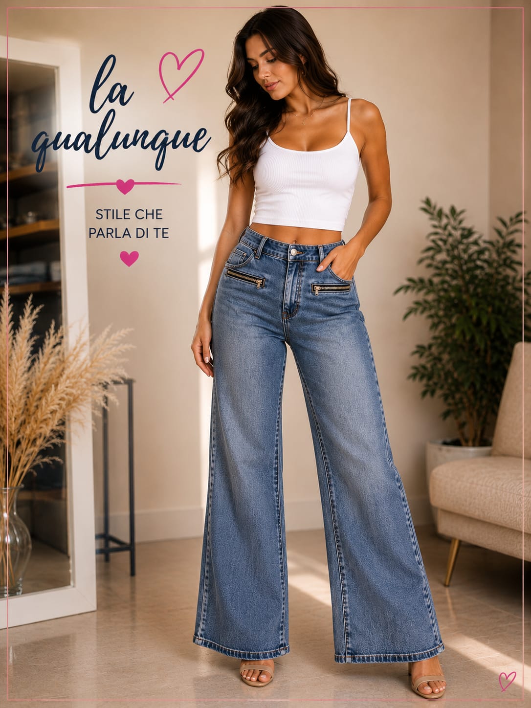 Jeans con finte tasche