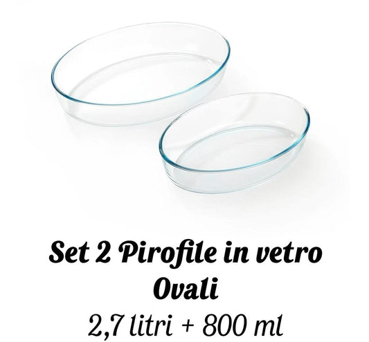 Set 2 pirofile in vetro ovali