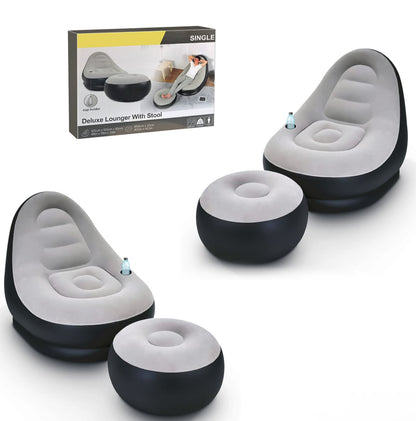 Avelin Deluxe Lounger poltrona gonfiabile con sgabello