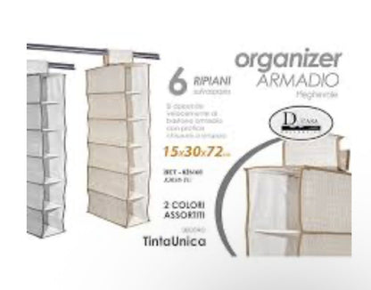 Organizzatore verticale salvaspazio da appendere all'interno dell'armadio.