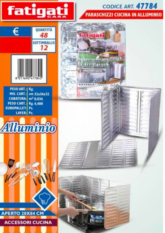 para schizzi per la cucina in alluminio