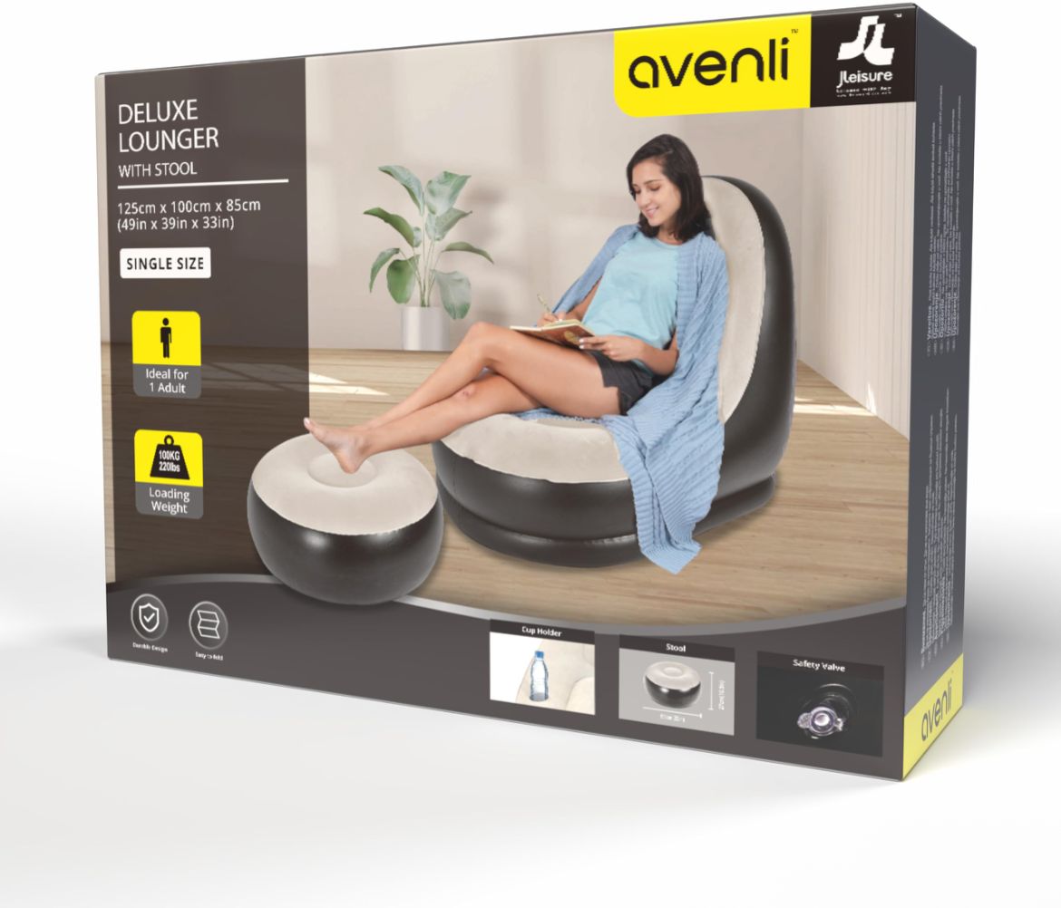 Avelin Deluxe Lounger poltrona gonfiabile con sgabello