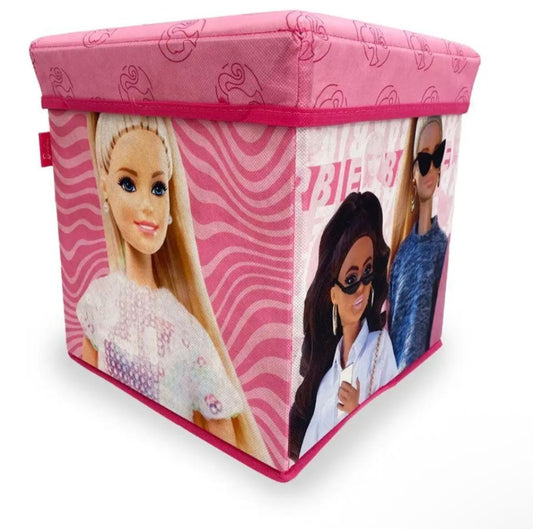 pouf contenitore pieghevole di Minnie Mouse e Barbie