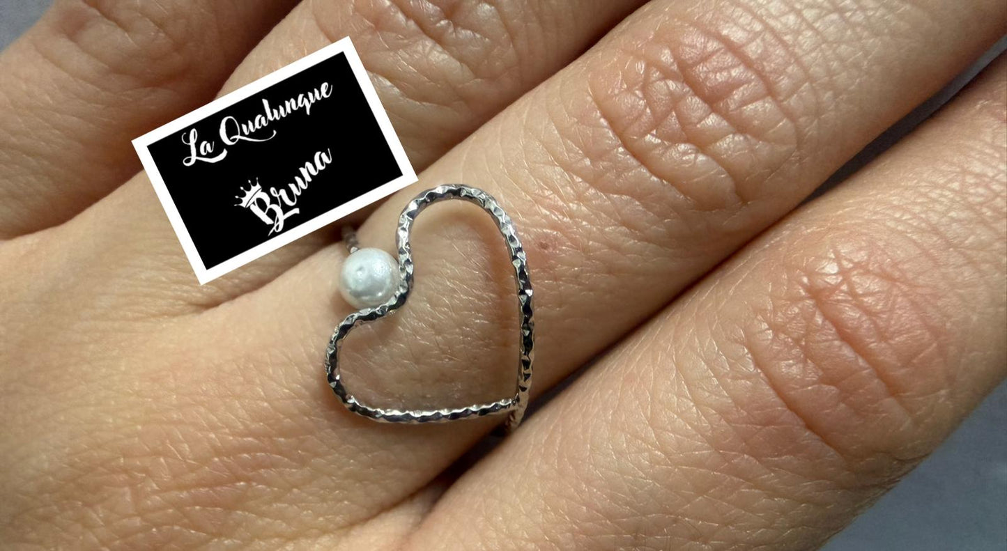 Anello cuore e perla