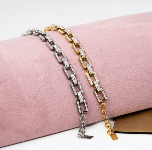 Bracciale catena con strass