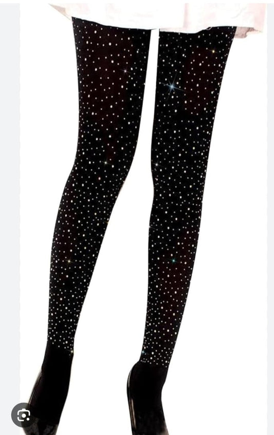 Collant donna con strass glitterati