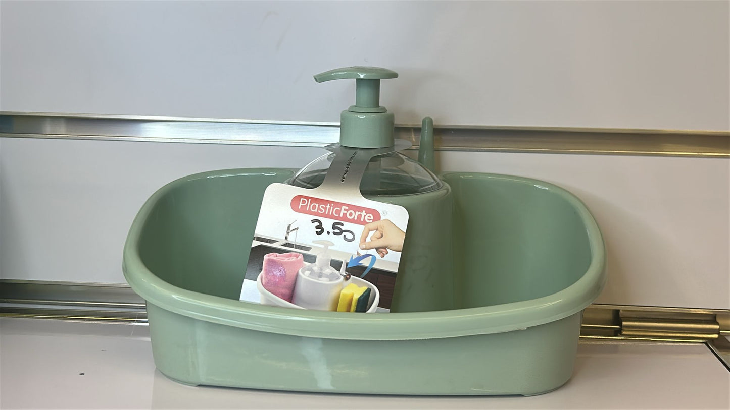 dispenser sapone + porta spugne