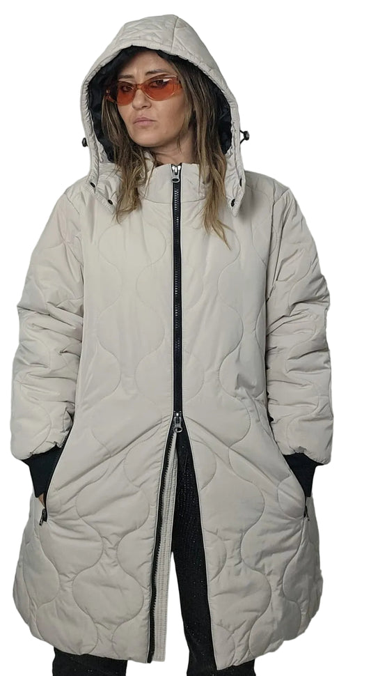 Cappotto lungo trapuntato a cerchi