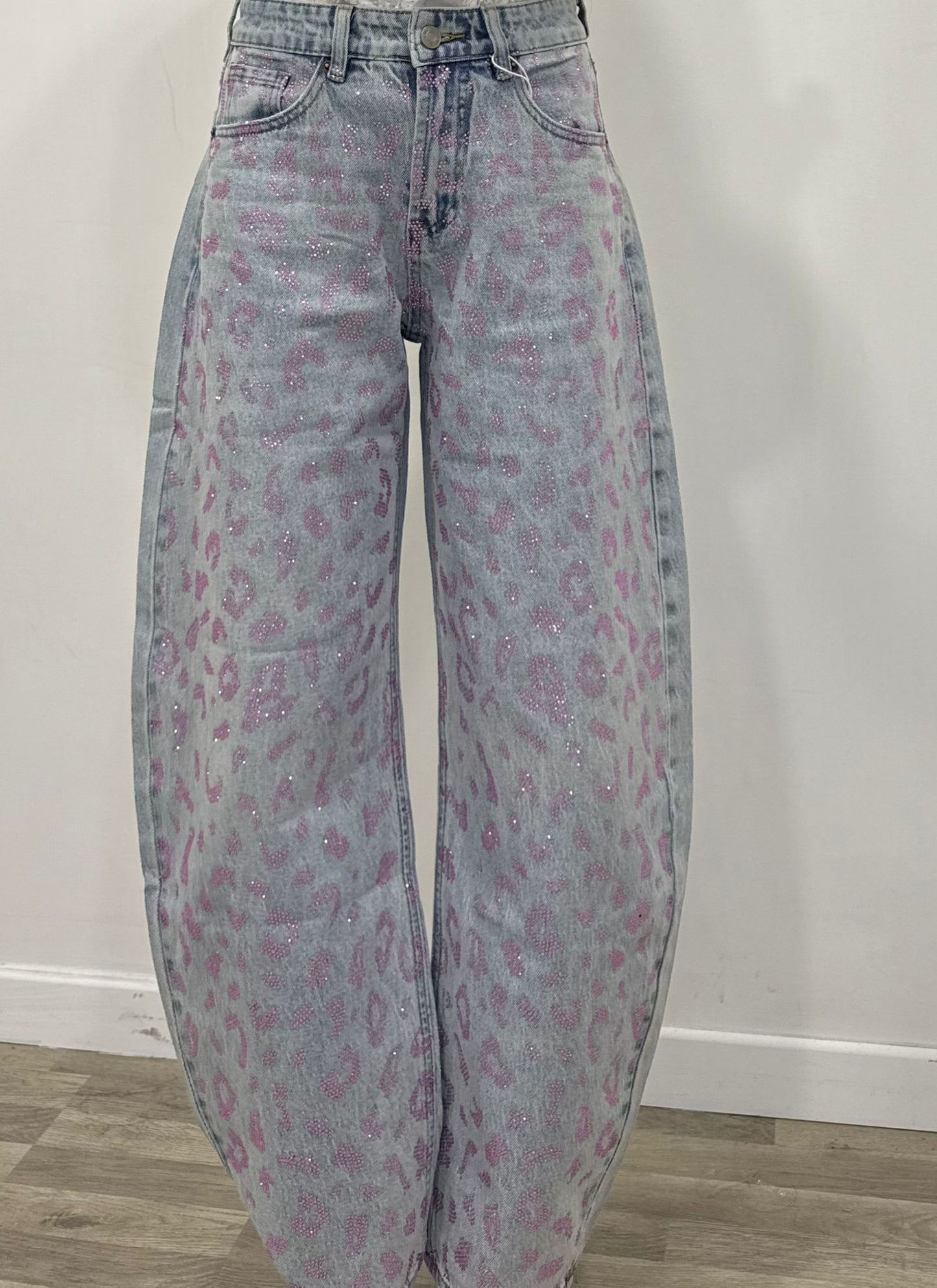 Jeans maculato rosa