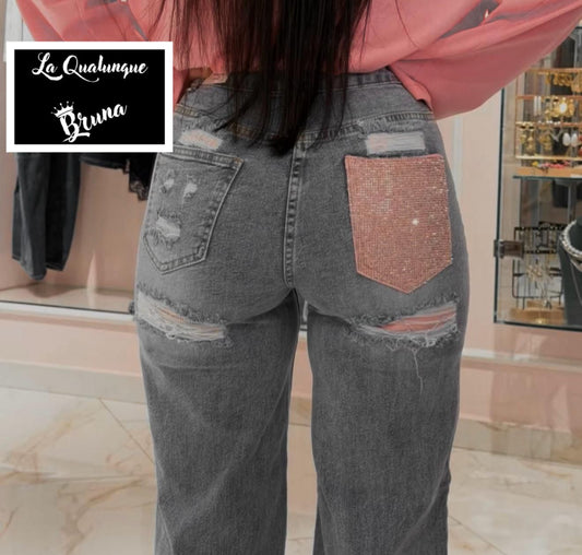 Jeans grigio tasca Pink