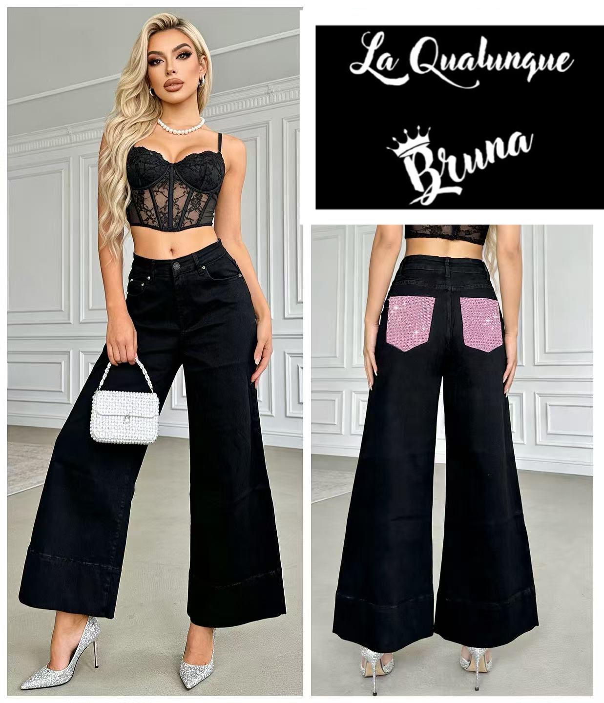 Jeans nero tasca pink